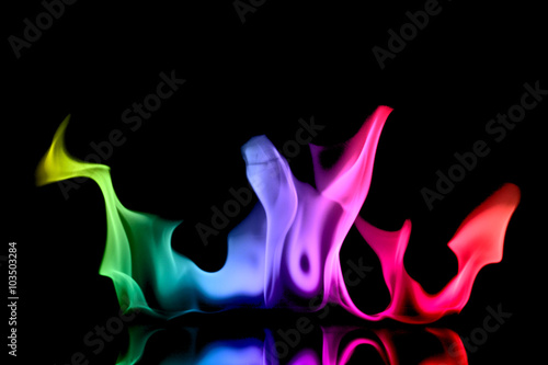 Abstract colorful flame on black background