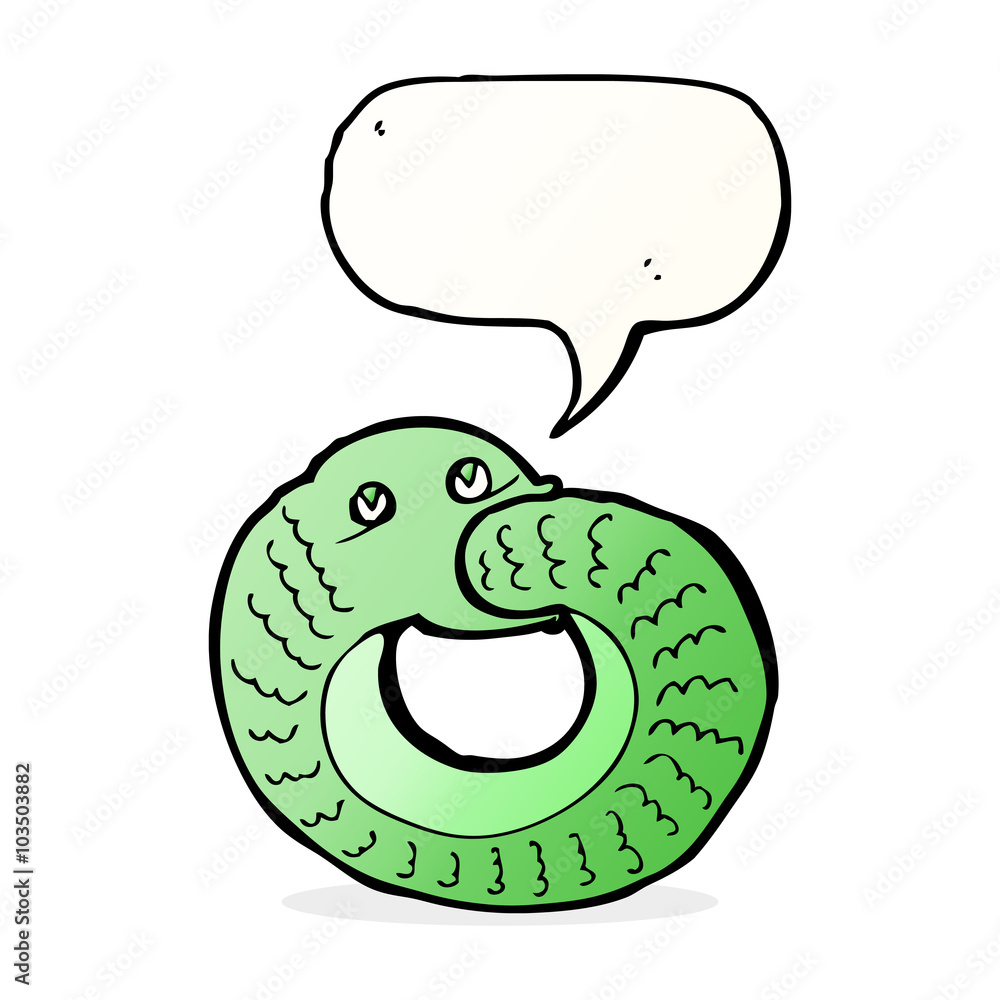 cartoon snake eating own tail with speech bubble cartoon snake eating own tail with speech bubble