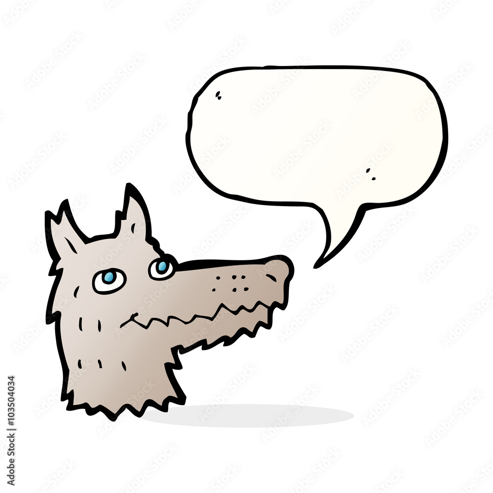 cartoon wolf head with speech bubble cartoon wolf head with speech bubble