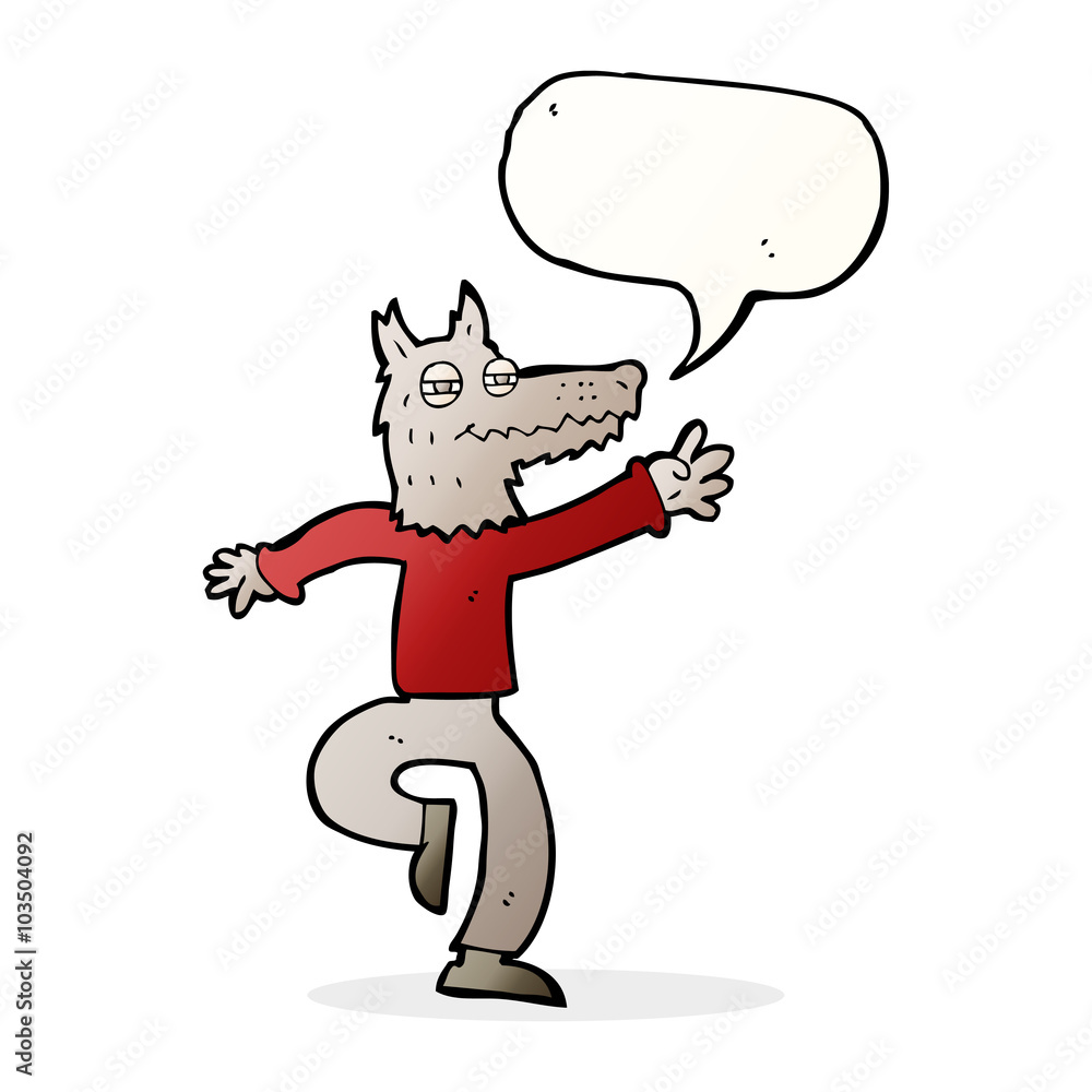 cartoon happy wolf man with speech bubble cartoon happy wolf man with speech bubble