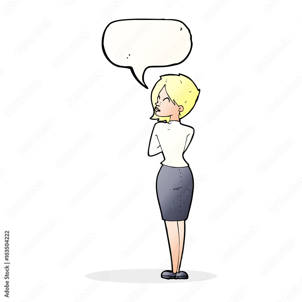 cartoon businesswoman ignoring with speech bubble cartoon businesswoman ignoring with speech bubble