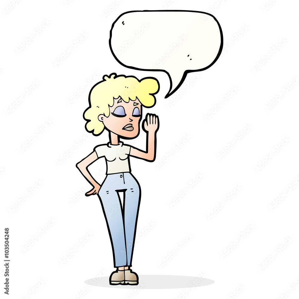 cartoon woman ignoring with speech bubble cartoon woman ignoring with speech bubble