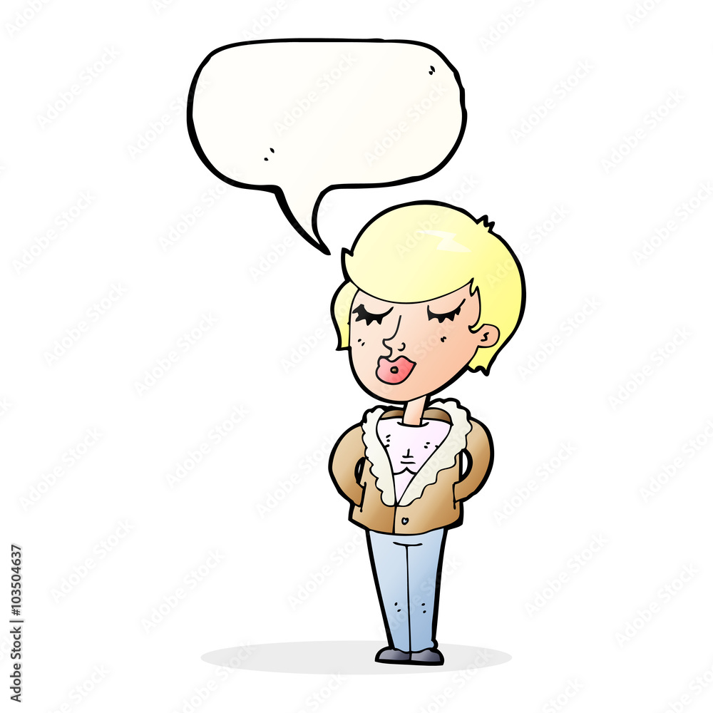 cartoon cool relaxed woman with speech bubble cartoon cool relaxed woman with speech bubble