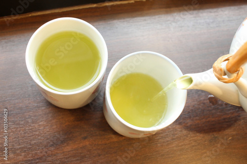 Japanese green tea in tea pot