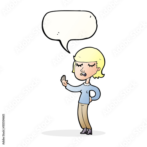 cartoon woman ignoring with speech bubble