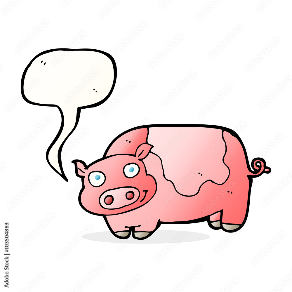 cartoon pig with speech bubble