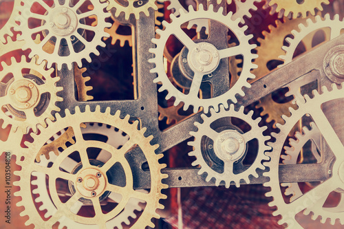 Industrial clock transmission gear set details © ABCDstock