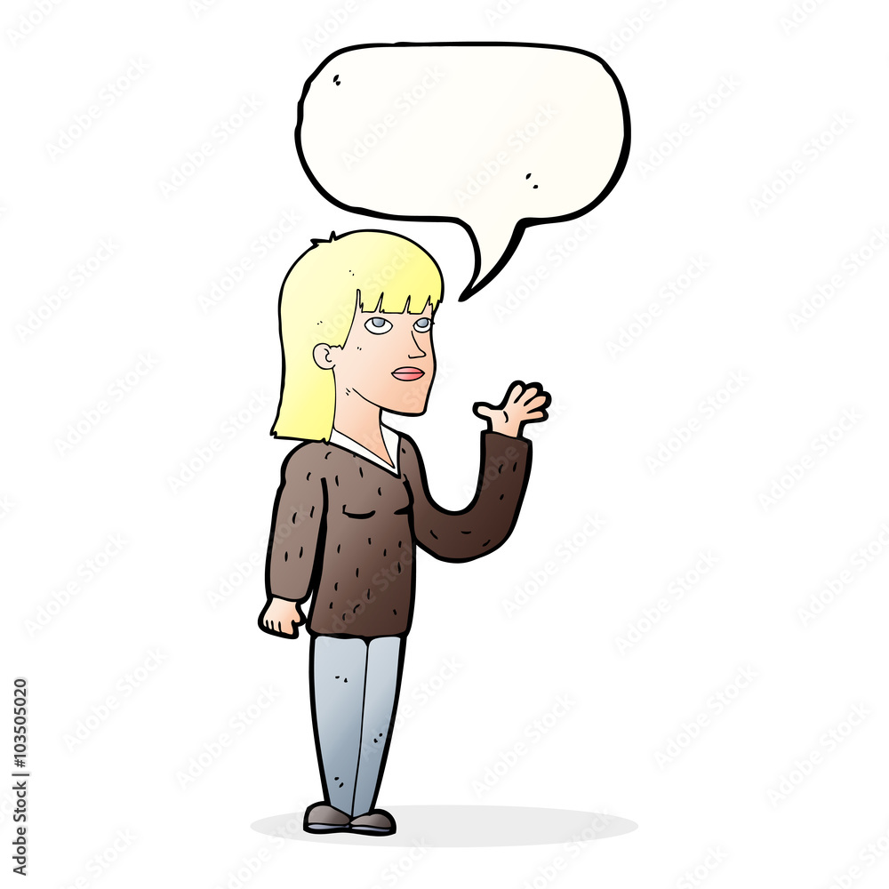 Fototapeta premium cartoon woman explaining with speech bubble
