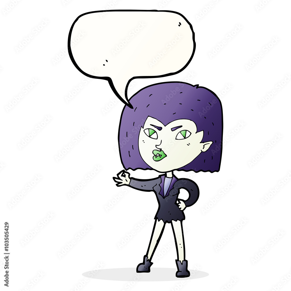 cartoon vampire girl with speech bubble cartoon vampire girl with speech bubble