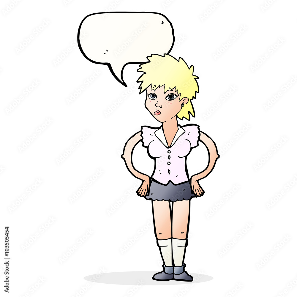cartoon woman with hands on hips with speech bubble cartoon woman with hands on hips with speech bubble