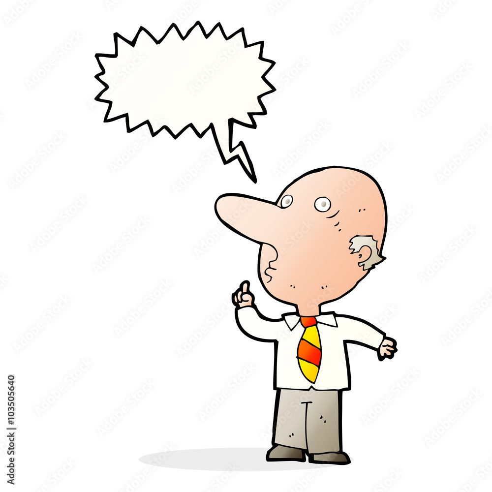 cartoon bald man asking question with speech bubble cartoon bald man asking question with speech bubble