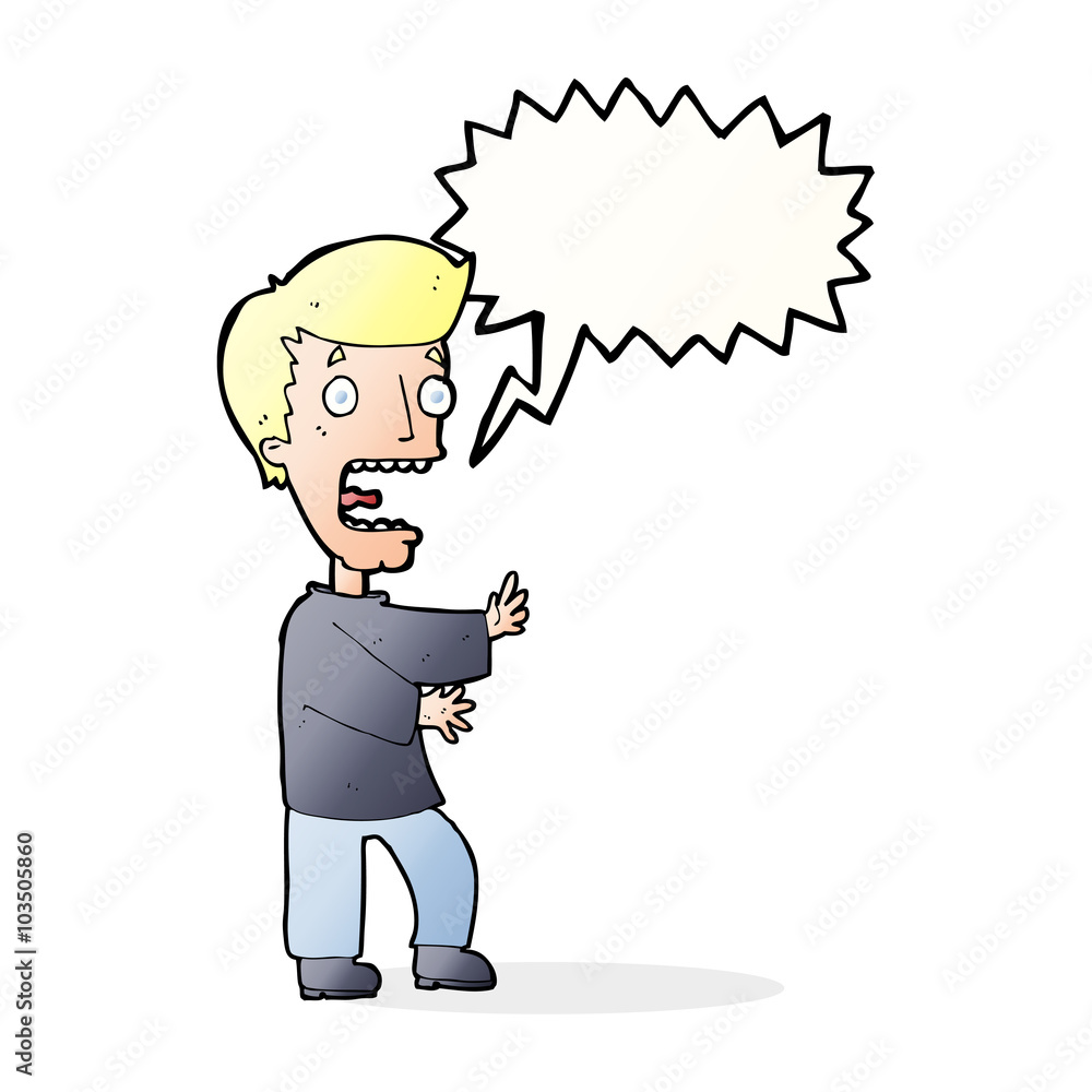 cartoon terrified man with speech bubble cartoon terrified man with speech bubble
