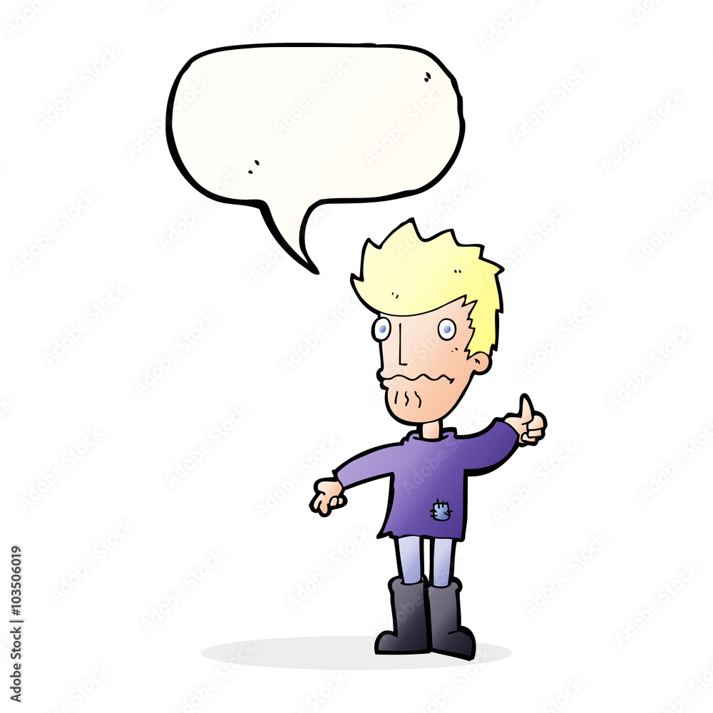 cartoon worried man giving thumbs up symbol with speech bubble cartoon worried man giving thumbs up symbol with speech bubble