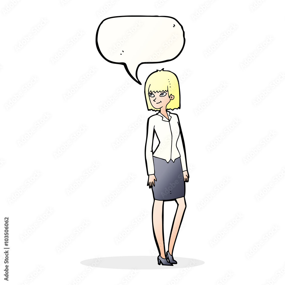 cartoon pretty businesswoman with speech bubble cartoon pretty businesswoman with speech bubble