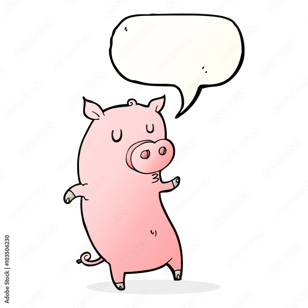 funny cartoon pig with speech bubble funny cartoon pig with speech bubble
