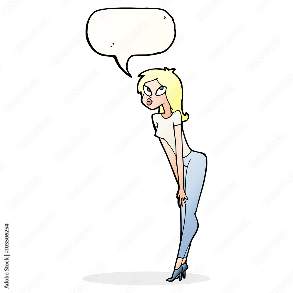 cartoon attractive girl with speech bubble cartoon attractive girl with speech bubble