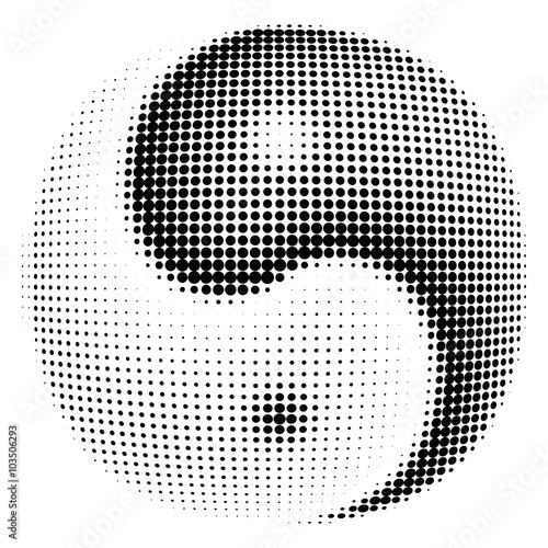 Halftone of Ying-yang symbol dot vector