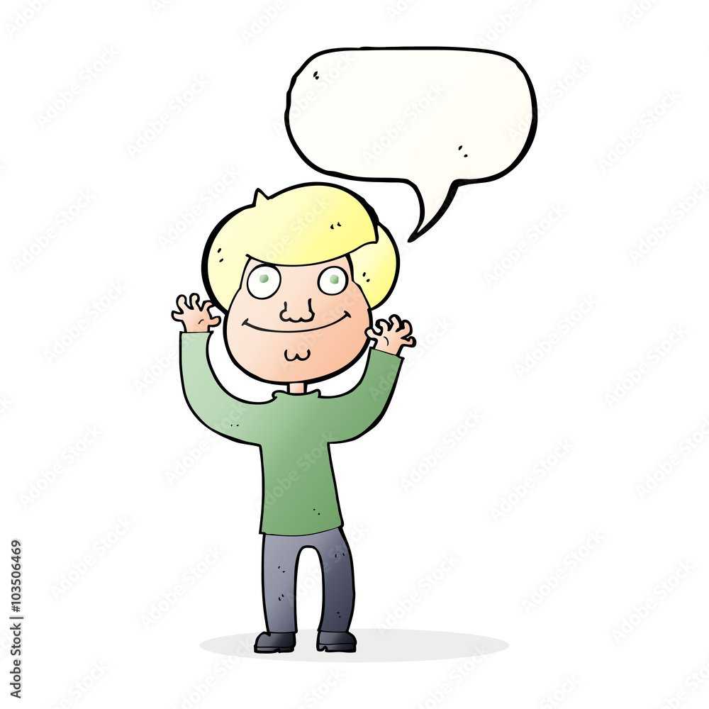 cartoon happy boy with speech bubble cartoon happy boy with speech bubble