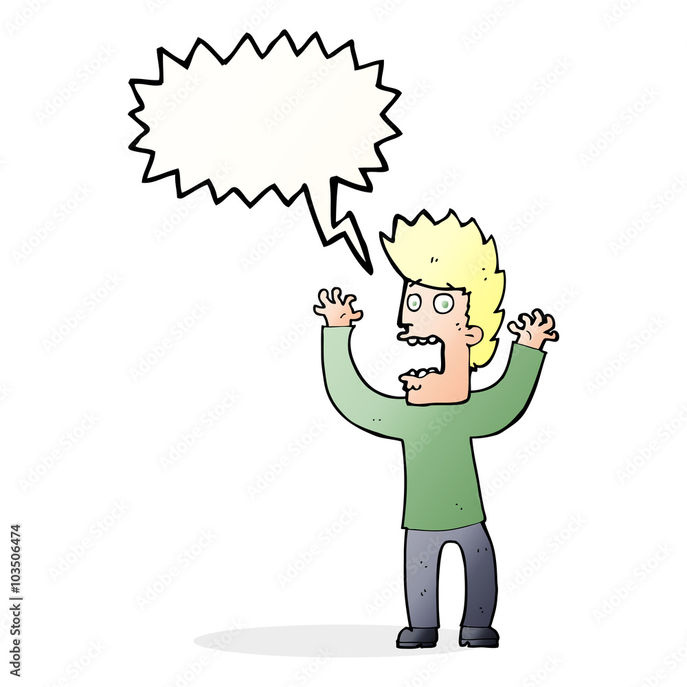 cartoon terrified man with speech bubble cartoon terrified man with speech bubble