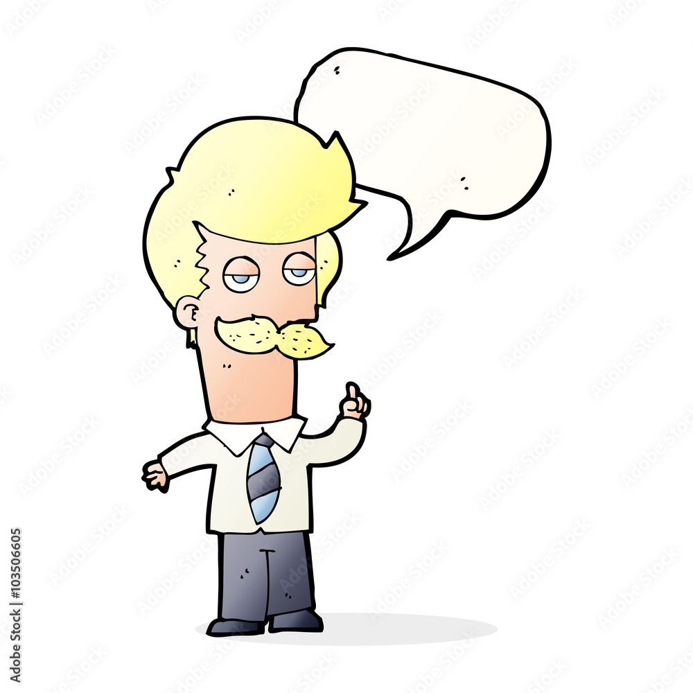 cartoon mna with mustache explaining with speech bubble cartoon mna with mustache explaining with speech bubble