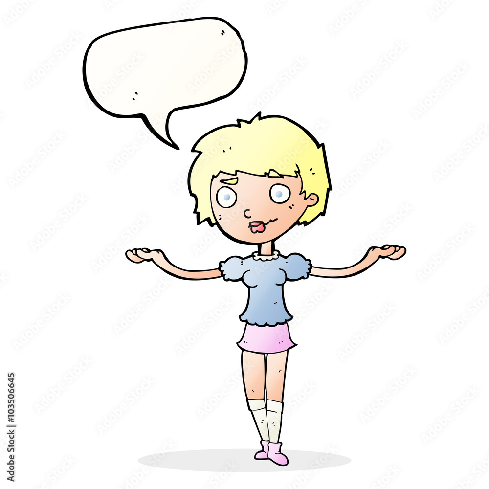 cartoon woman spreading arms with speech bubble cartoon woman spreading arms with speech bubble