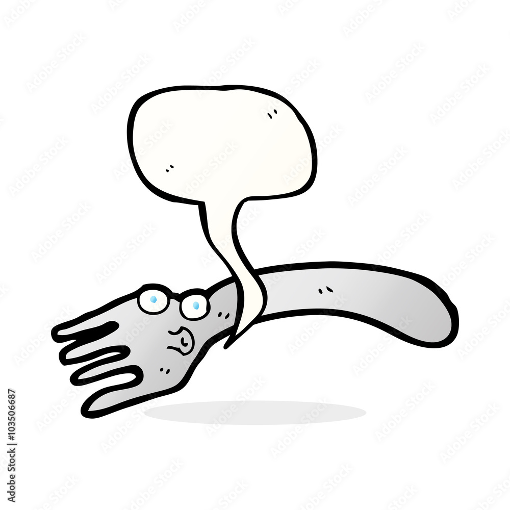 cartoon fork with speech bubble cartoon fork with speech bubble