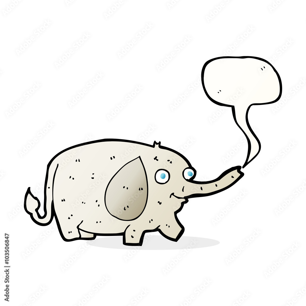 cartoon funny little elephant with speech bubble cartoon funny little elephant with speech bubble