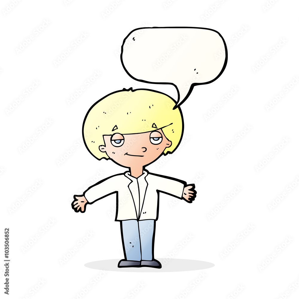 cartoon smug boy with speech bubble cartoon smug boy with speech bubble