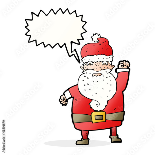cartoon angry santa claus with speech bubble