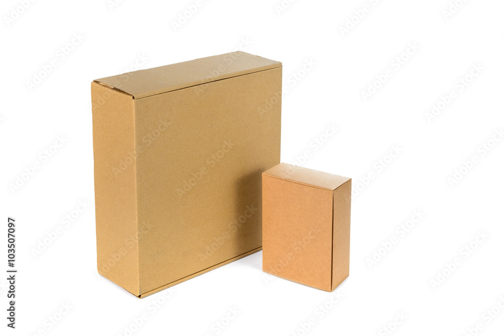 Closed two big and small cardboard Box or brown paper box isolat Closed two big and small cardboard Box or brown paper box isolat