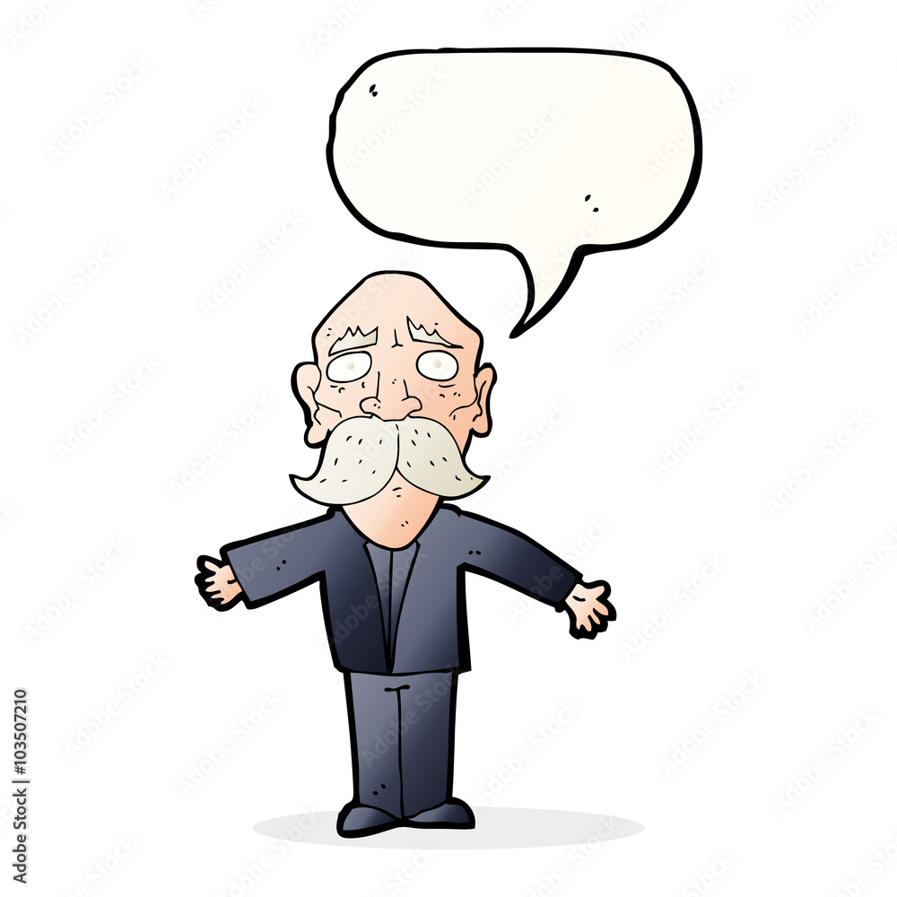 cartoon disapointed old man with speech bubble