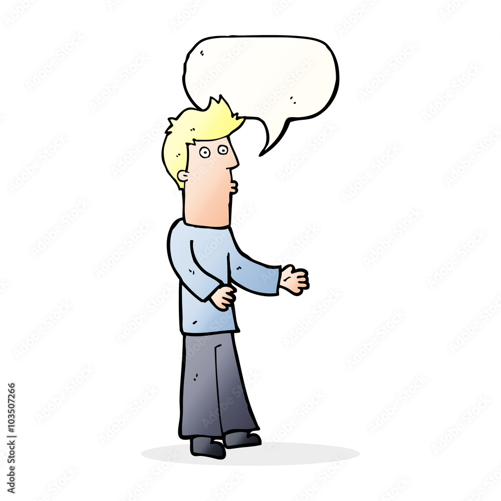 cartoon man explaining with speech bubble cartoon man explaining with speech bubble