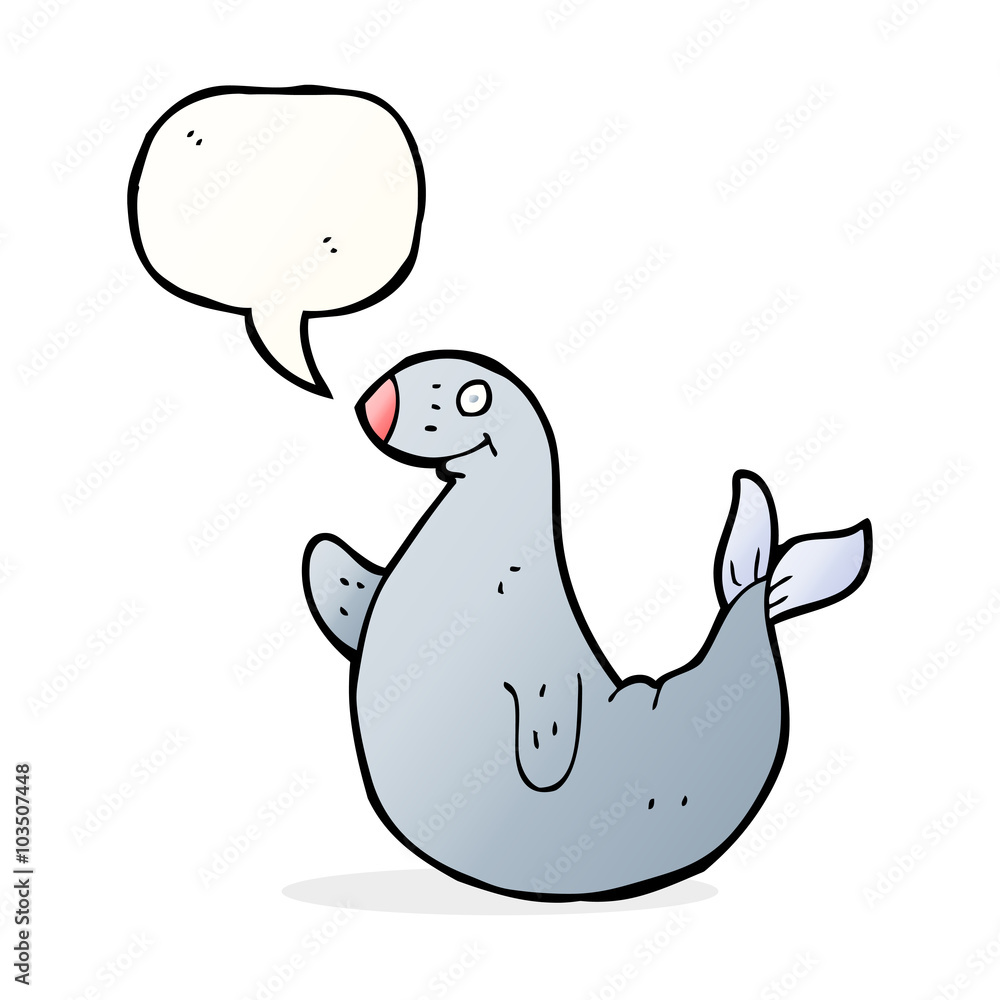 cartoon seal with speech bubble cartoon seal with speech bubble