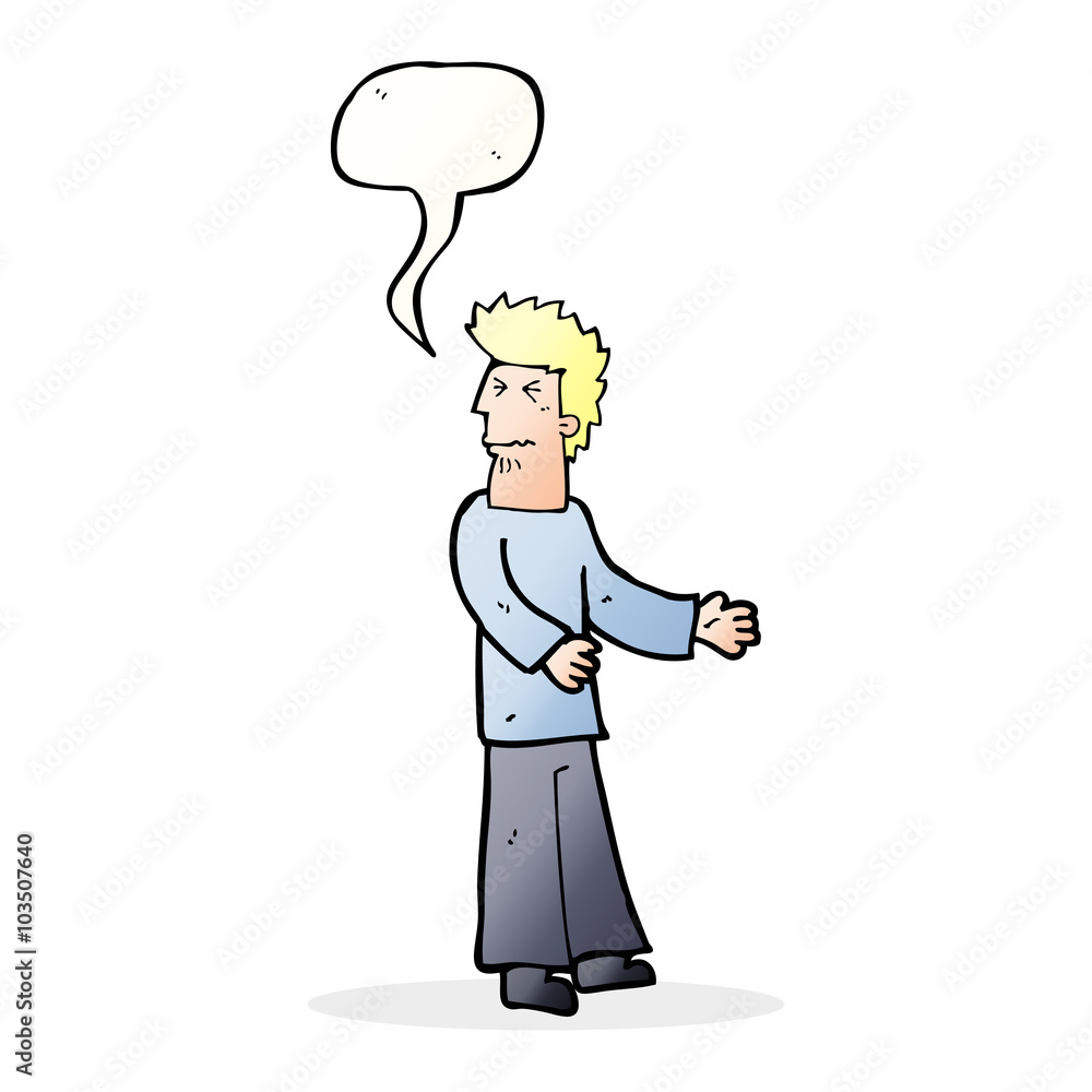 cartoon disgusted man with speech bubble