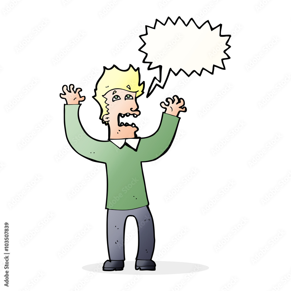 cartoon terrified man with speech bubble cartoon terrified man with speech bubble