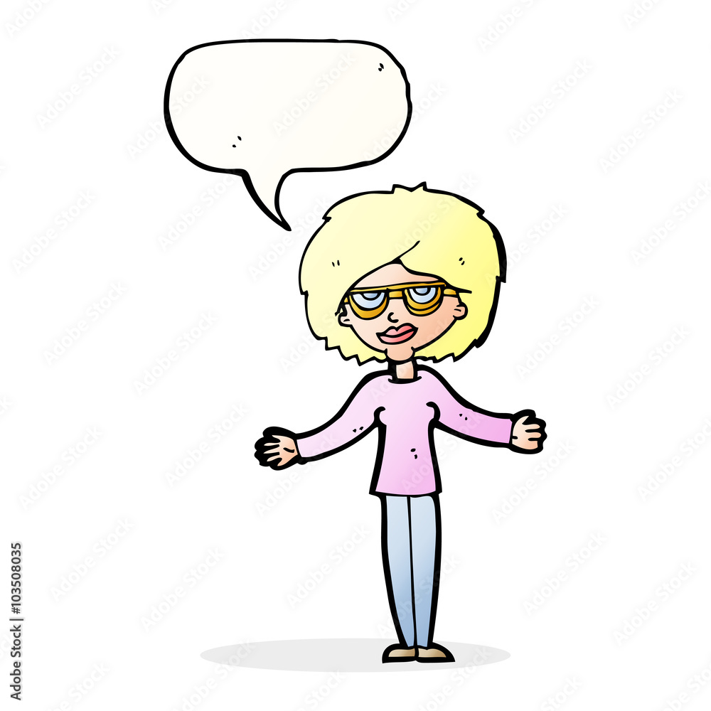 cartoon woman wearing spectacles with speech bubble cartoon woman wearing spectacles with speech bubble