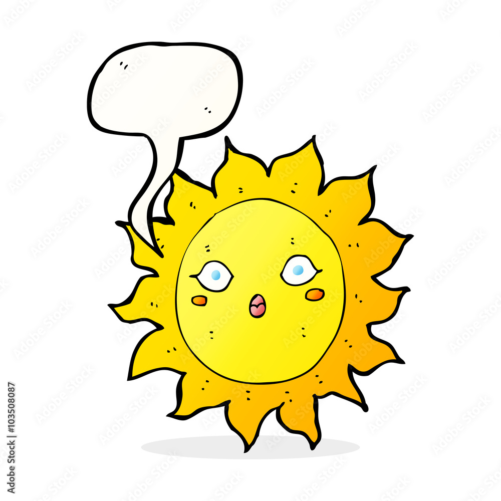 Fototapeta premium cartoon sun with speech bubble