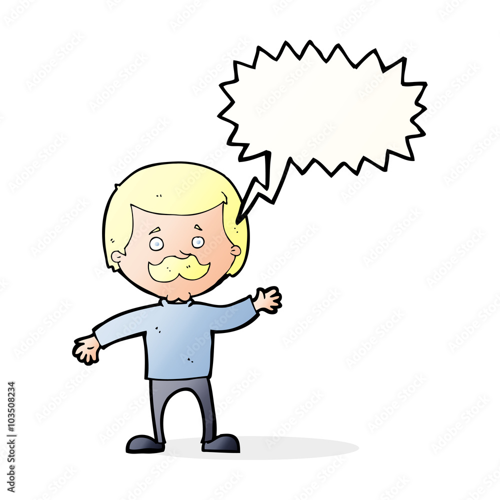 cartoon dad waving with speech bubble cartoon dad waving with speech bubble