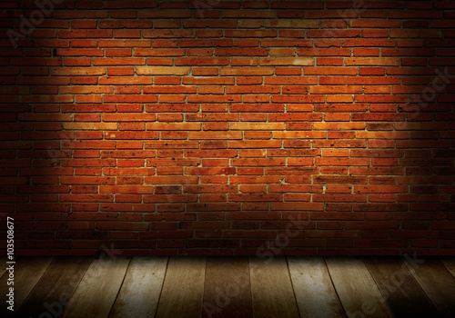 wood floor and brick wall background