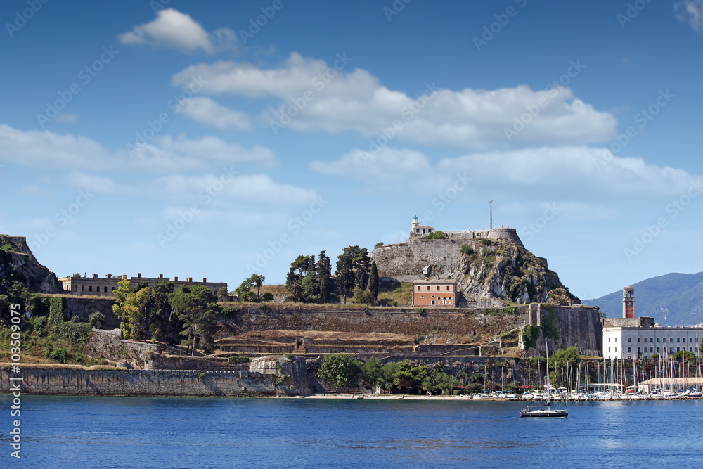 old fortress and marine Corfu town Greece