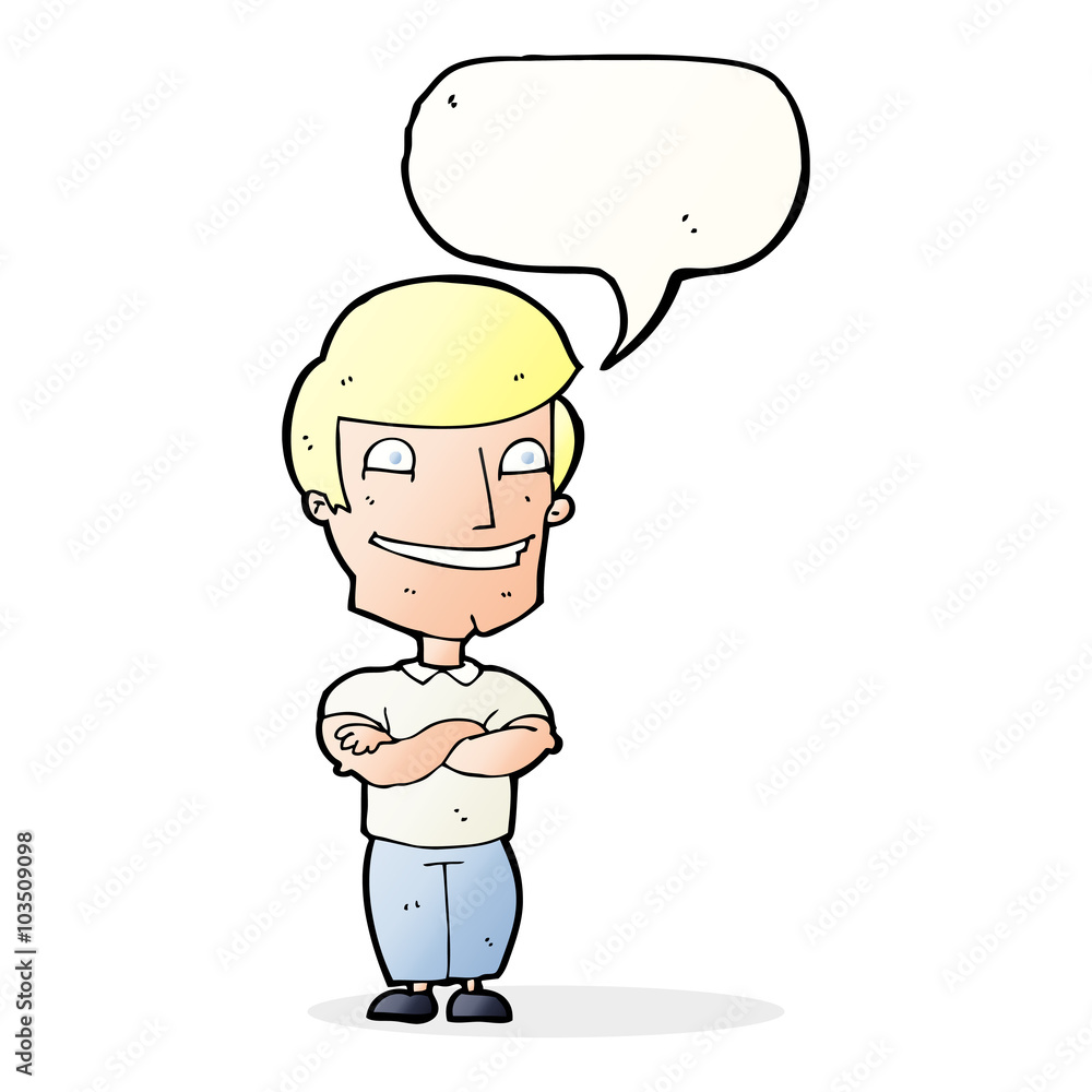 cartoon grinning man with speech bubble cartoon grinning man with speech bubble