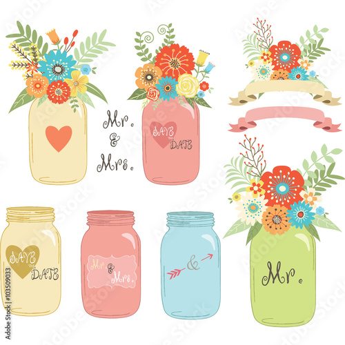 Wedding flower Mason Jar