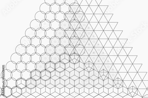 Sacred geometry symbols and elements background.
