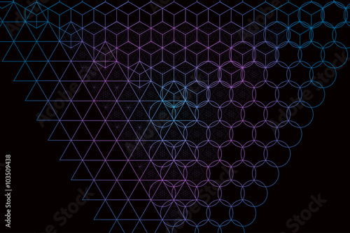 Sacred geometry symbols and elements background.