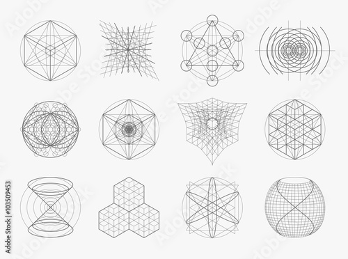 Sacred geometry symbols and elements set.