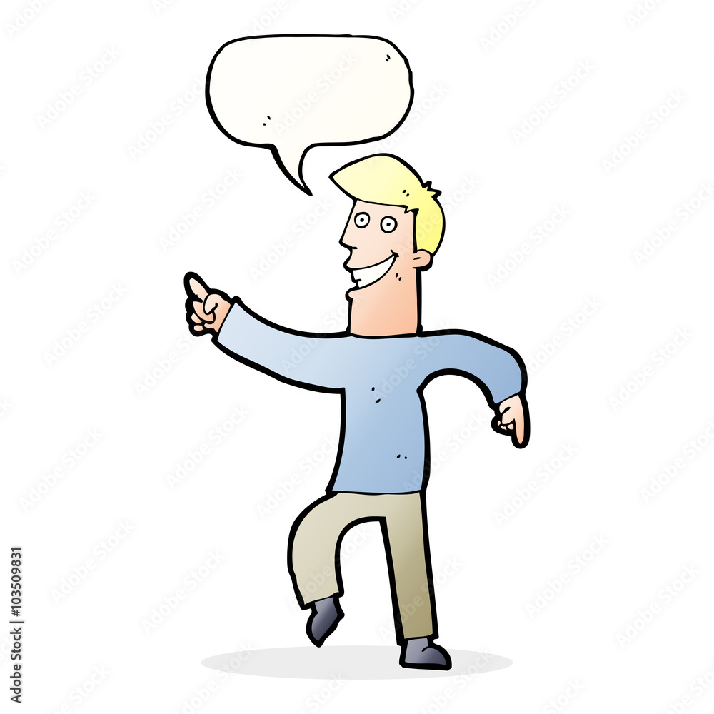 cartoon grinning man with speech bubble cartoon grinning man with speech bubble