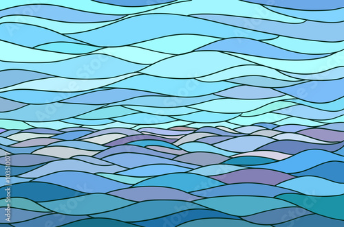 Abstract background with stylized wave and sky