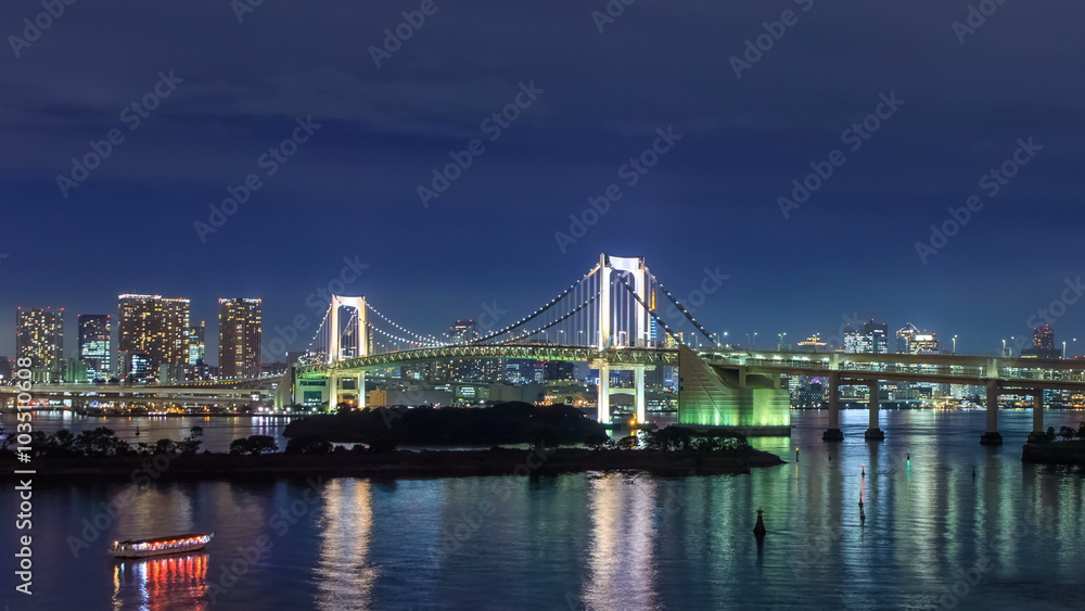 4K Timelapse of rainbow bridge at night, Tokyo, Japan 4K Timelapse of rainbow bridge at night, Tokyo, Japan