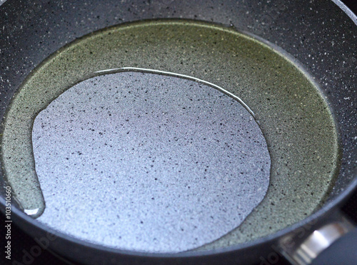 Photography Closeup of oil in pan
