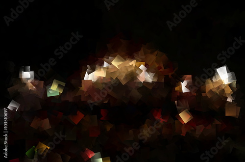 Fotografia Leuchtendes Mosaik vor schwarzem hintergrund